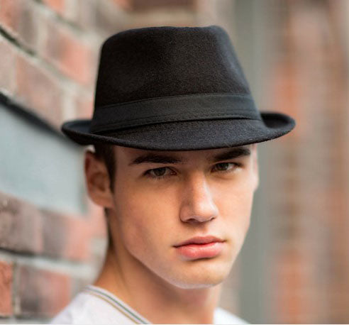 Men's Classical Fedora Hat Solid Colored Fabric leatherette Hat Dress Hats Retro Gentlemen's Hat