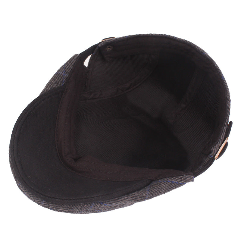 Men's Casual Flat Cap Street Print Plaid Hat Windproof Comfort Breathable