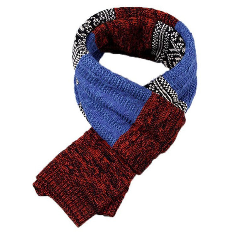 Men's Rectangle Scarf Wear Red Blue Scarf