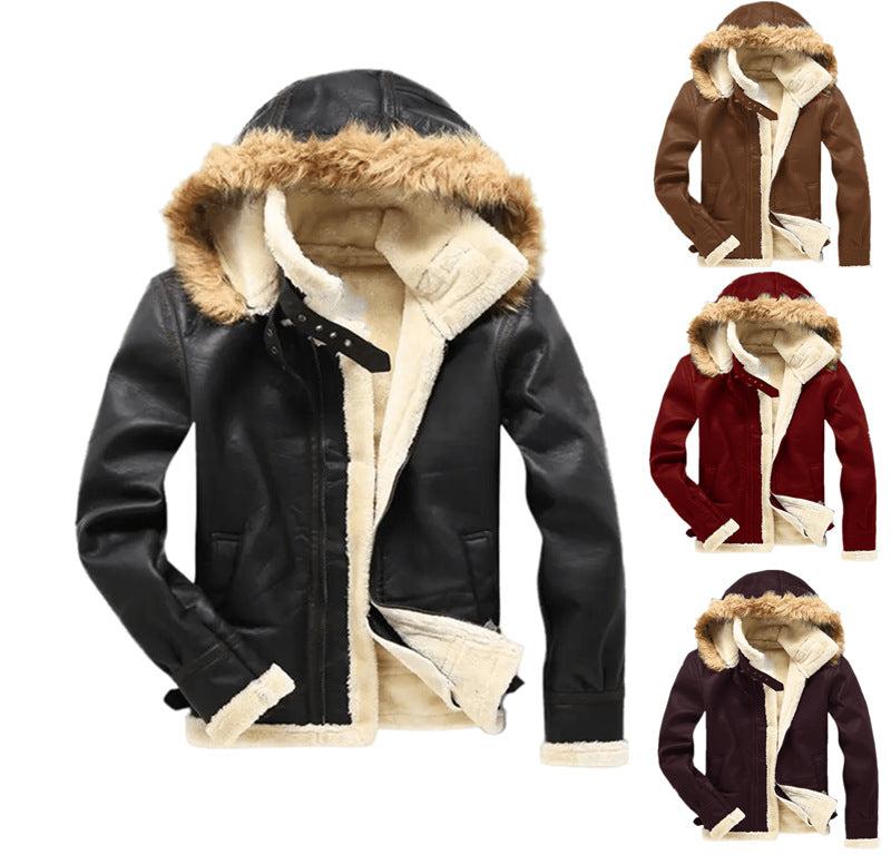Men's Fleece Jacket Hoodie Jacket Street Winter Regular Coat Regular Fit Warm Casual Plush Jacket