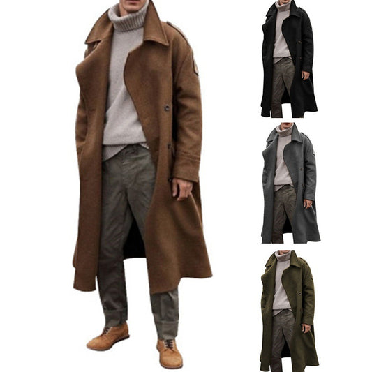 Men's Coat Fall Polyester Windproof Zipper Stylish non-printing Coat Pure Color Pocket Turndown / Winter / Long Sleeve