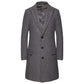 Men's Coat Polyester Thermal Warm Single Breasted Casual Coat Solid Color Pocket Turndown / Winter / Long Sleeve