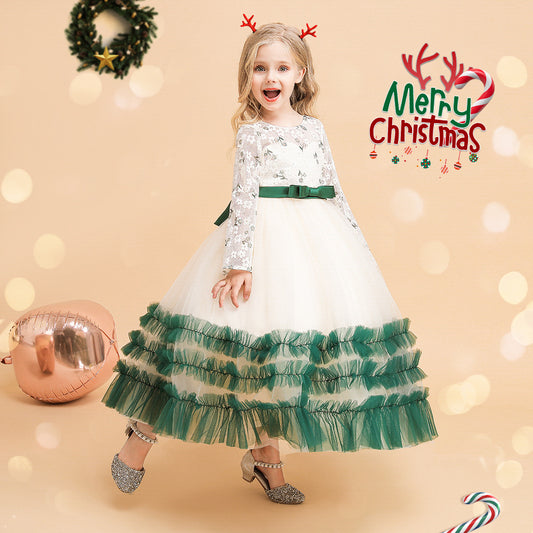 Christmas Dress Kid's Girls' Christmas Festival / Holiday Dark Green Easy Carnival Costumes Sequin