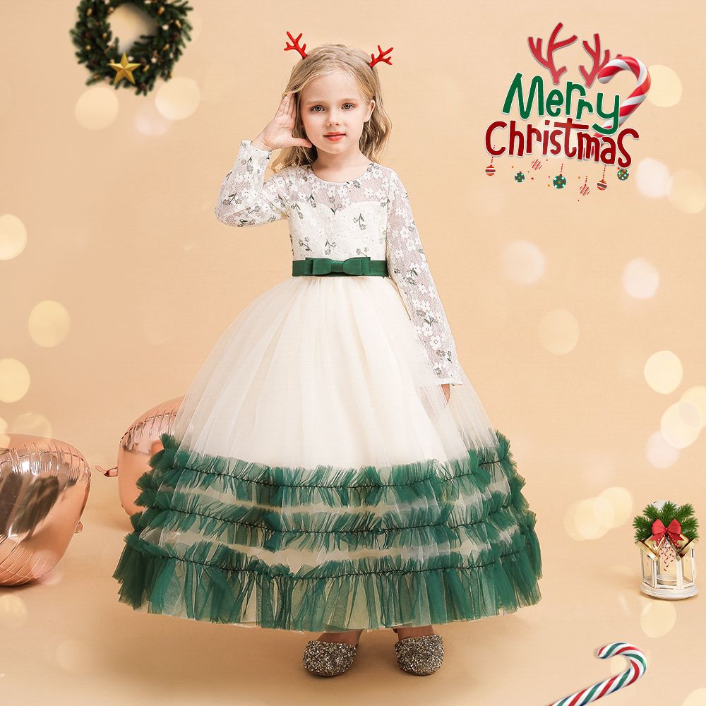 Christmas Dress Kid's Girls' Christmas Festival / Holiday Dark Green Easy Carnival Costumes Sequin