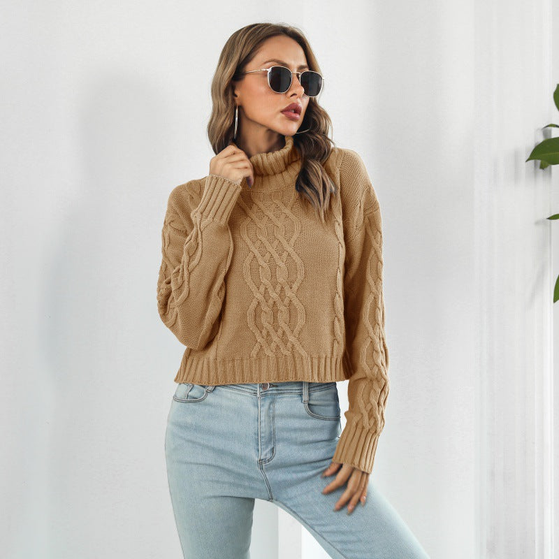 Women's Pullover Knitted Solid Color Turtleneck Stylish Casual Fall Winter Long Sleeve