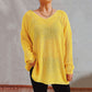 Women's Pullover Sweater Jumper Ribbed Knit Knitted V Neck Stylish Casual Home Fall Winter