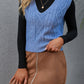 Women's Sweater Vest Jumper Cable Knit Knitted Pure Color V Neck Stylish Casual Fall Winter