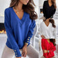 Women's Pullover Sweater Knitted Button Basic Elegant Casual Long Sleeve Sweater Cardigans V Neck