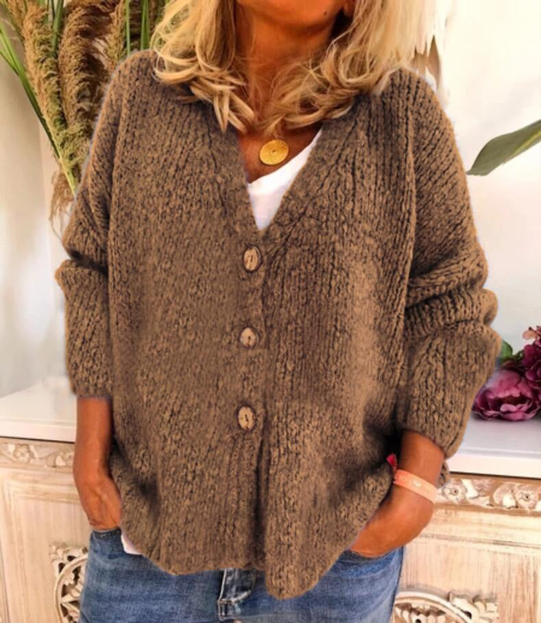 Women's Cardigan Sweater Jumper Crochet Knit Cropped Knitted Solid Color V Neck Fall Winter