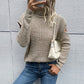 Women's Pullover Sweater Jumper Cold Shoulder Pure Color Turtleneck Stylish Casual Home Fall Winter