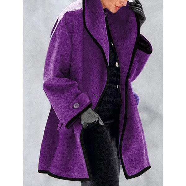 Women's Coat Office Fall Winter Long Coat Warm Simple Classic Jacket Long Sleeve Solid Color with Pockets
