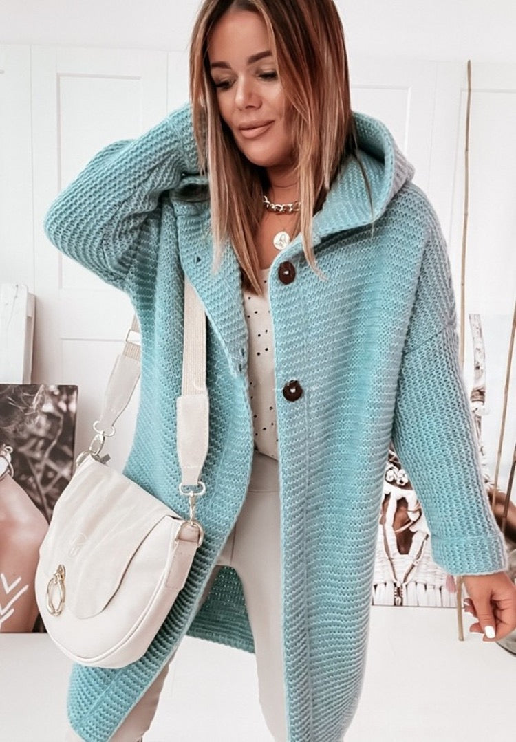 Women's Cardigan Sweater Jumper Knit Button Knitted Hooded Stylish Casual Daily Weekend Fall Winter
