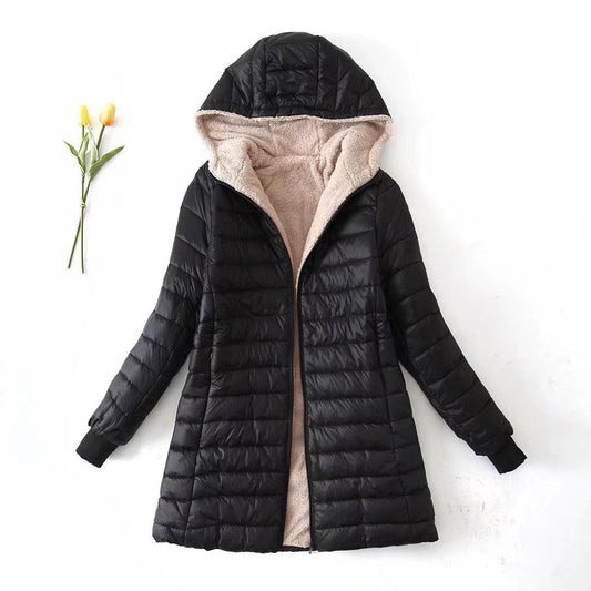 Women's Parka Simple Casual Street Style Zipper Pocket clothing Coat Polyester
