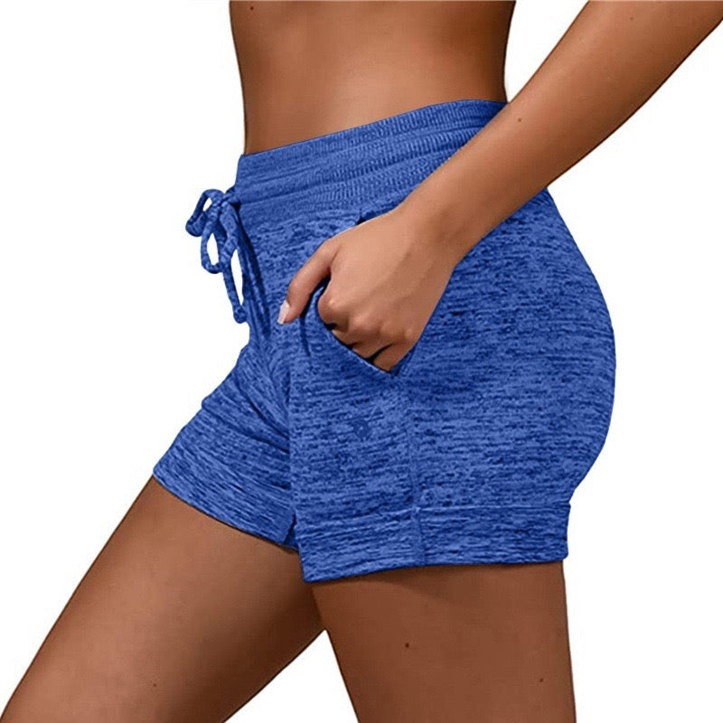 Women's Drawstring Yoga Shorts Quick-drying Solid Colored Elastic Running Bottom Pants