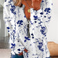Women's Blouse Shirt Floral Striped Button Print Long Sleeve Streetwear Casual V Neck Regular Floral