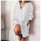 Women's Shirt Dress Cotton Linen Dress Knee Length Long Sleeve Solid Color Pure Color Pocket Button
