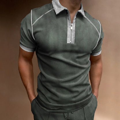 Men's Collar Polo Shirt Shirt Turndown Short Sleeve Street Zipper Tops Fashion Casual Breathable Comfortable