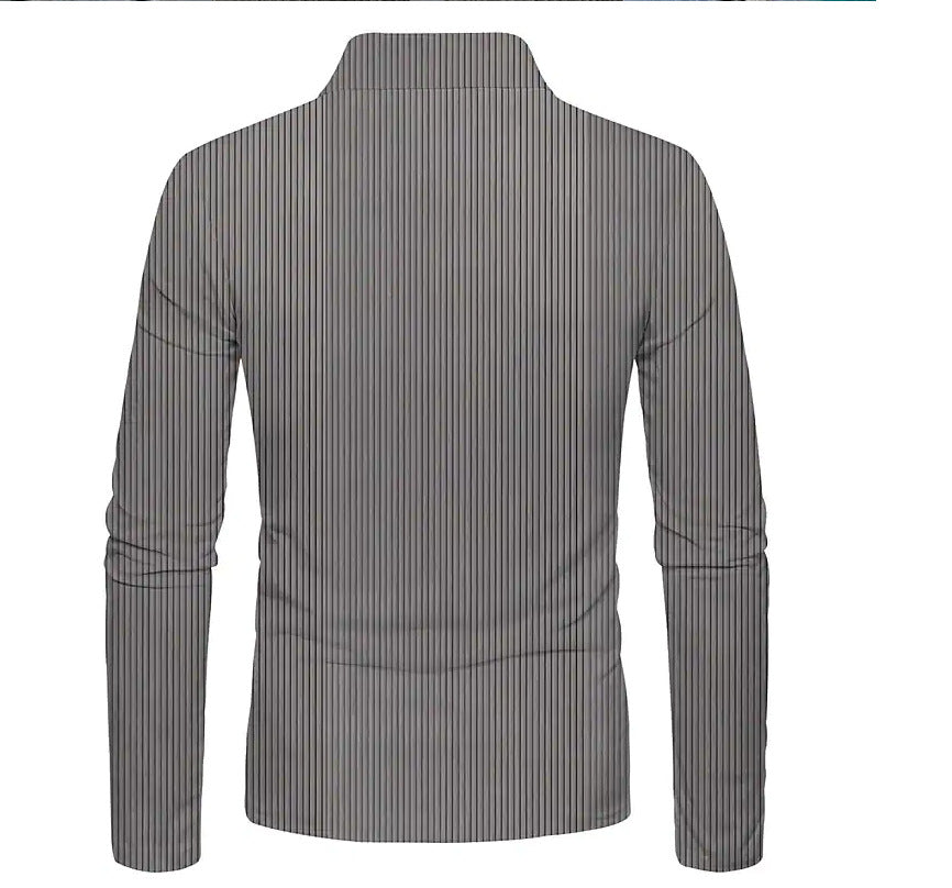 Men's Golf Shirt Striped Turndown Long Sleeve 3D Print Outdoor Street Zipper Print Tops