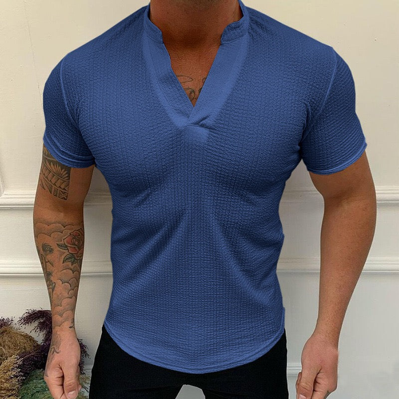 Men's T shirt Tee Short Sleeve Solid Color V Neck Casual Daily Clothing Apparel Sports Fashion