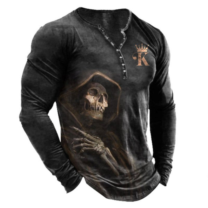 Men's T shirt Long Sleeve 3D Print Plus Size Outdoor Daily Button-Down Print Tops Basic Designer Classic Comfortable / Sports