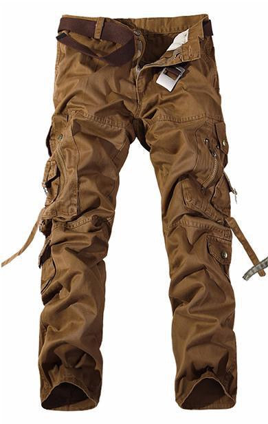 Men's Casual Cargo Straight Trousers Cargo Pants Full Length Pants