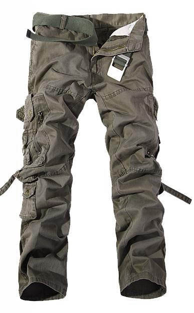 Men's Casual Cargo Straight Trousers Cargo Pants Full Length Pants