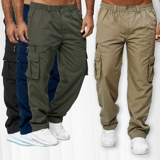 Men's Casual Straight Cargo Pants Multi-pocket Loose Work Pants Outdoor Trousers Sports Fitness Cargo Pants