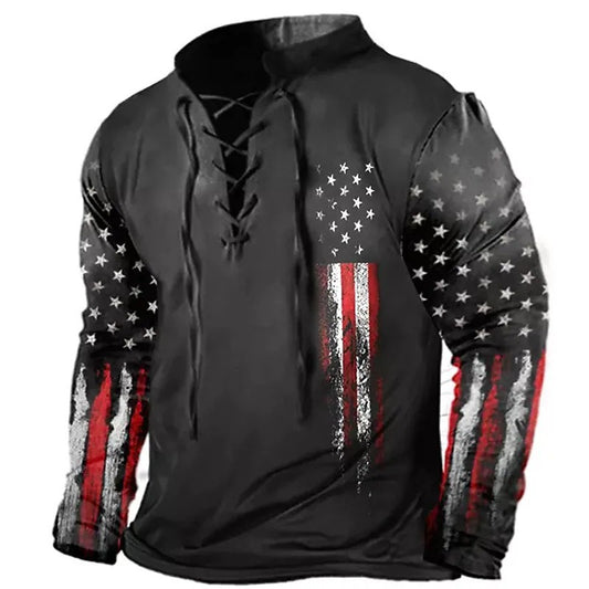 Men's Unisex Sweatshirt Pullover Graphic Prints National Flag Lace up Print Sports 3D Print Apparel Hoodies Sweatshirts