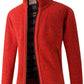 Men's Cardigan Casual Winter Thick Fleece Full Zip Knitted Cardigan Sweater Jacket with Pockets Stand Collar