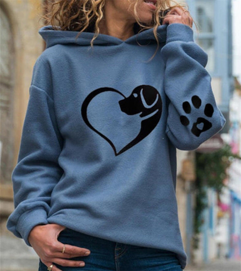 Women's Pullover Hoodie Sweatshirt Pullover Dog Heart Print Streetwear Clothing Apparel Hoodies Sweatshirts