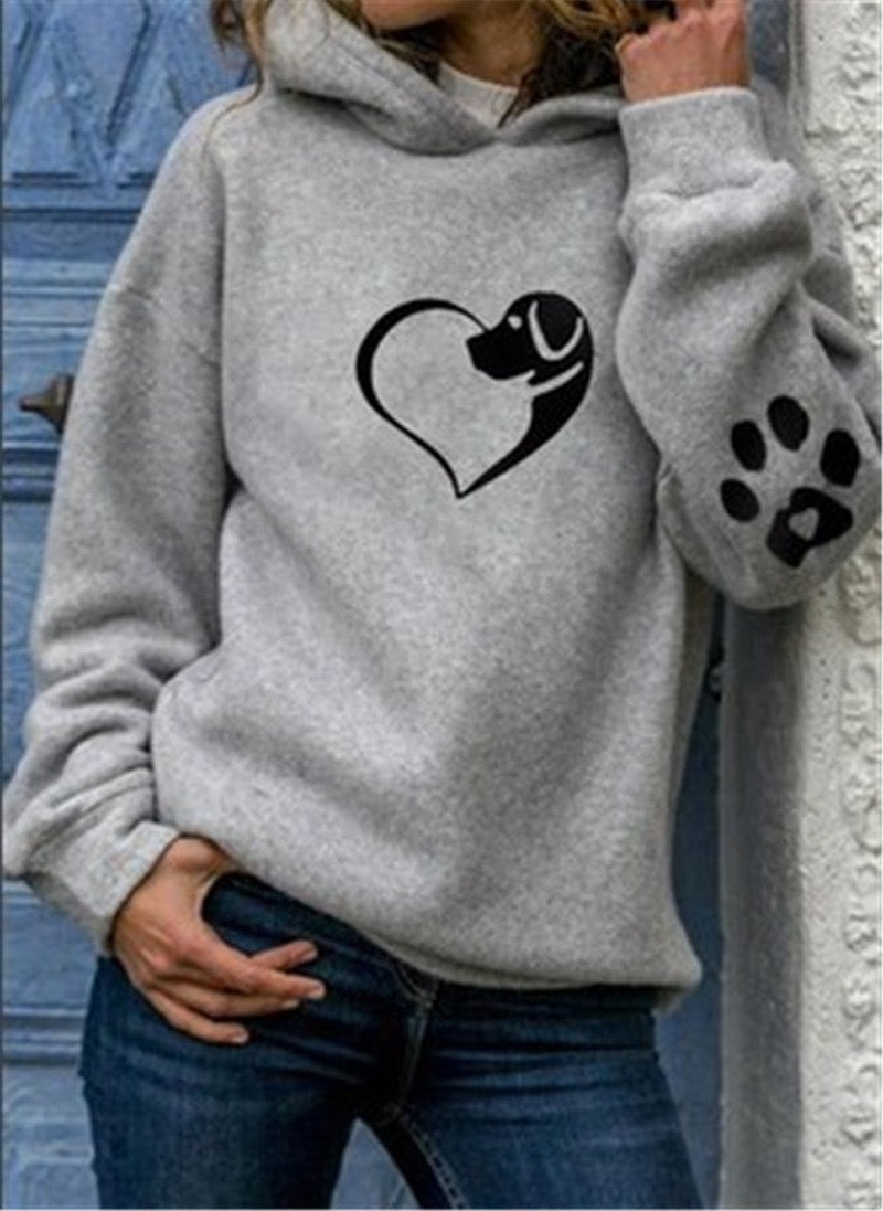 Women's Pullover Hoodie Sweatshirt Pullover Dog Heart Print Streetwear Clothing Apparel Hoodies Sweatshirts